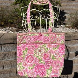vera bradley petal pink button tote bag